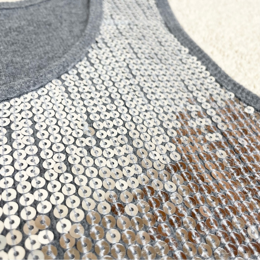 Cruise Wear & Co. Silver Sequins Front Ribbed Cotton Tank Top - Picture 6 of 17